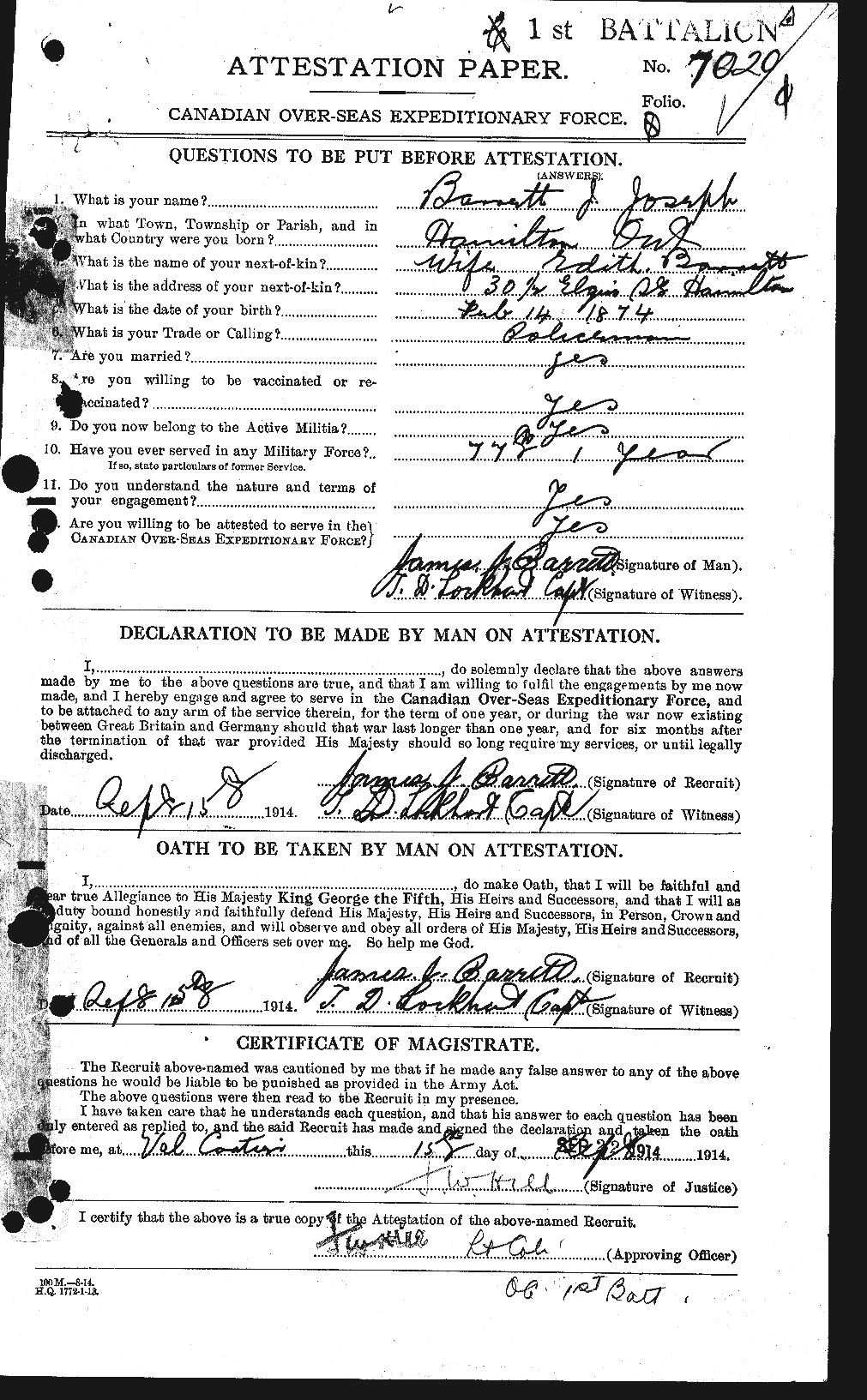 Personnel Records of the First World War - CEF 220235a