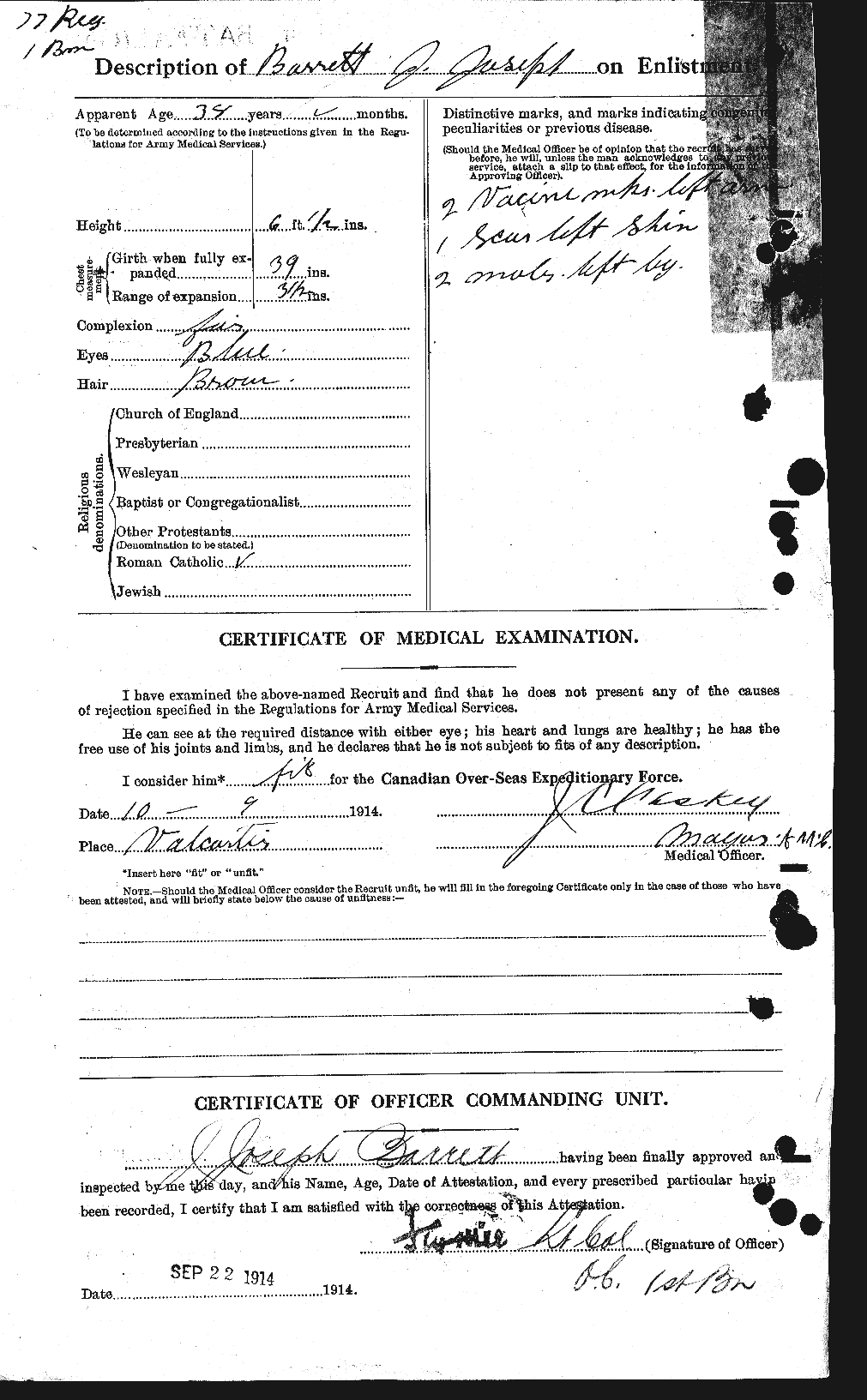 Dossiers du Personnel de la Première Guerre mondiale - CEC 220235b