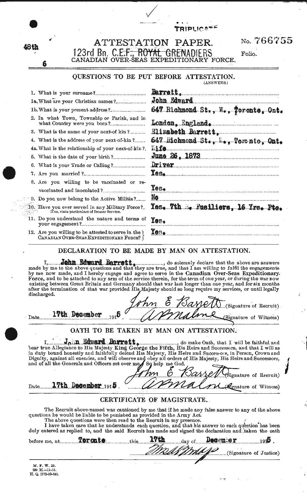 Personnel Records of the First World War - CEF 220245a