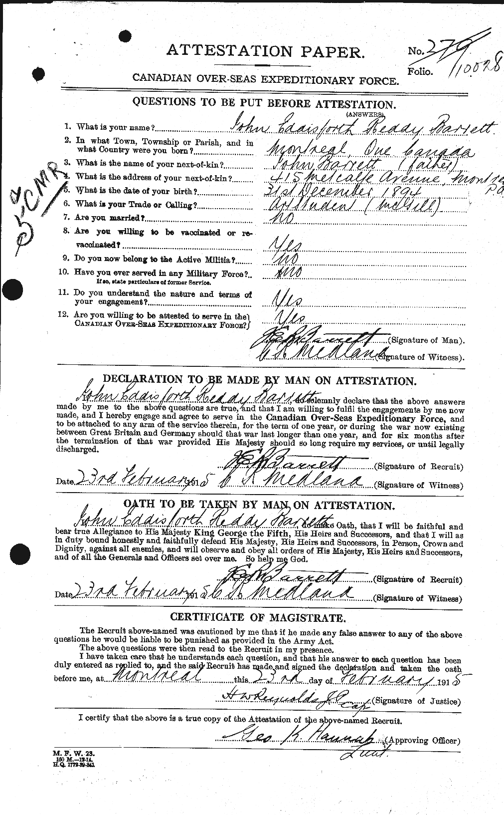 Personnel Records of the First World War - CEF 220248a