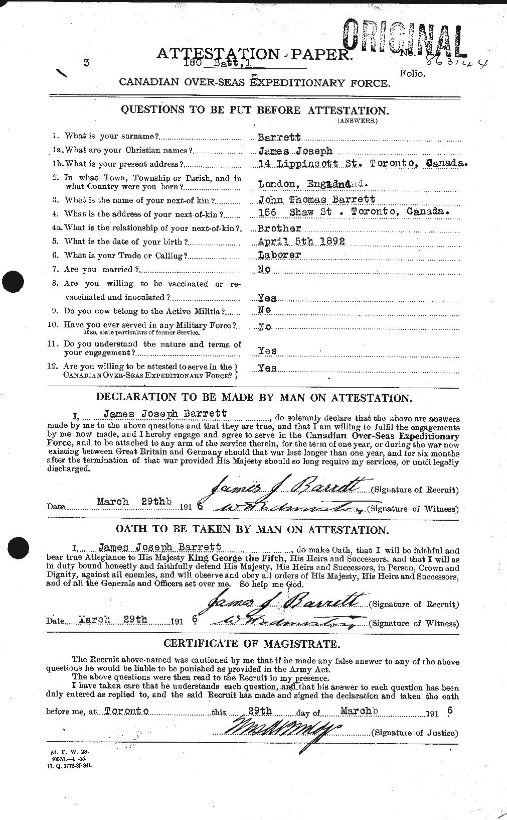 Personnel Records of the First World War - CEF 220259a