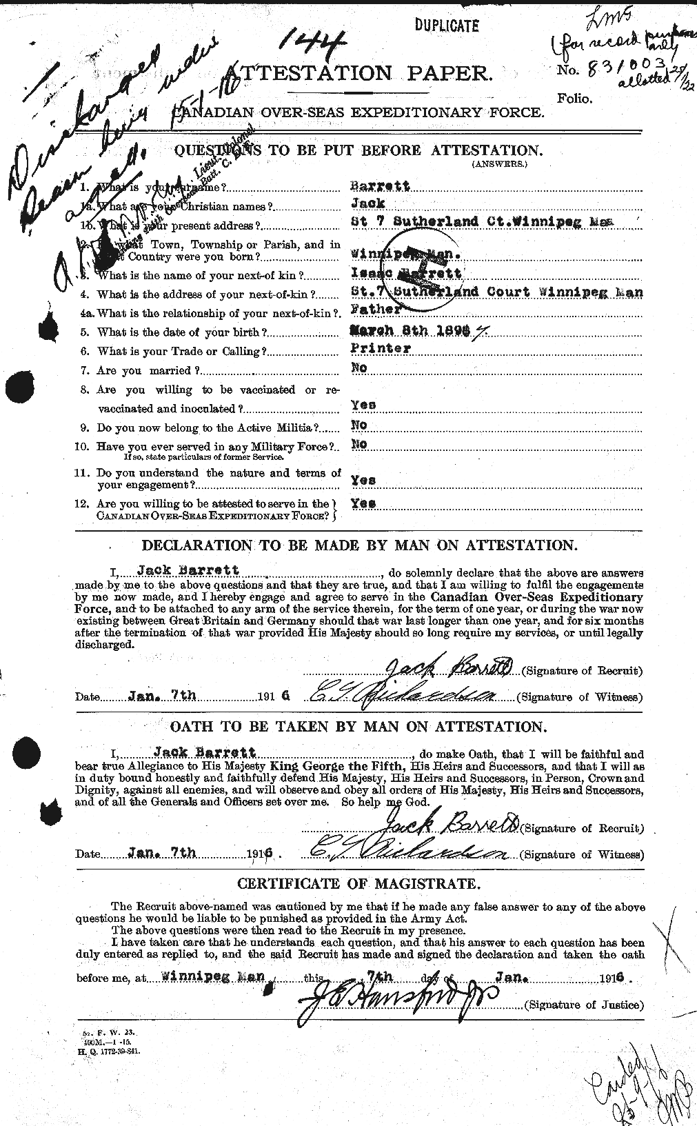 Personnel Records of the First World War - CEF 220268a