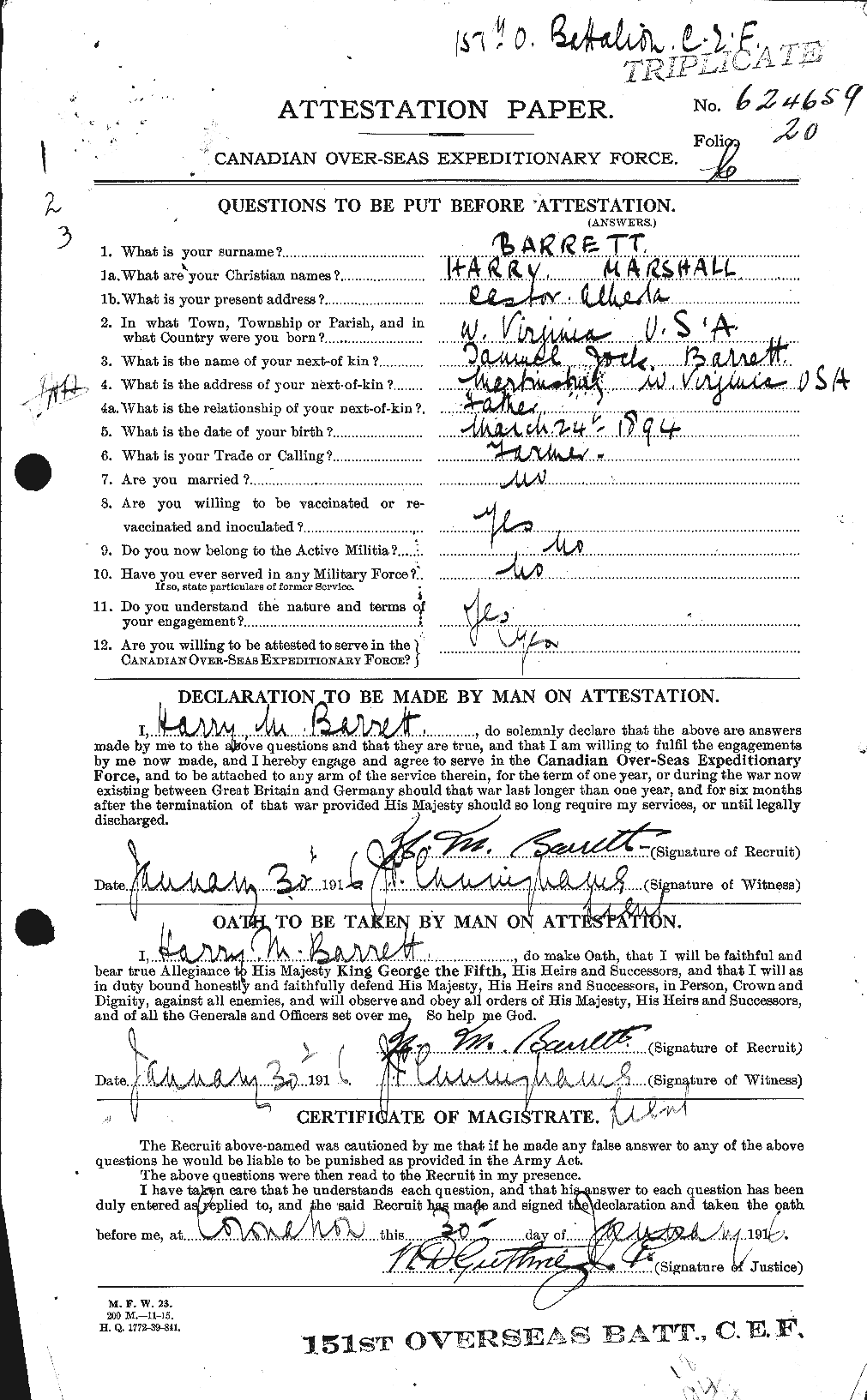 Personnel Records of the First World War - CEF 220288a