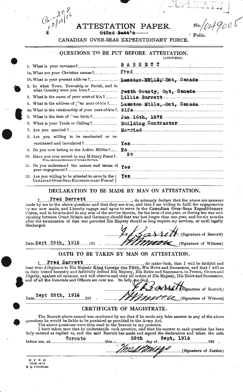 Personnel Records of the First World War - CEF 220335a