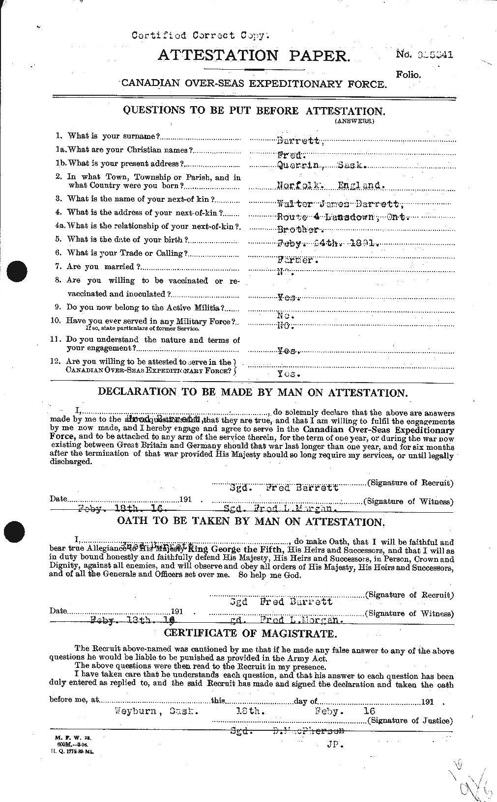 Personnel Records of the First World War - CEF 220336a