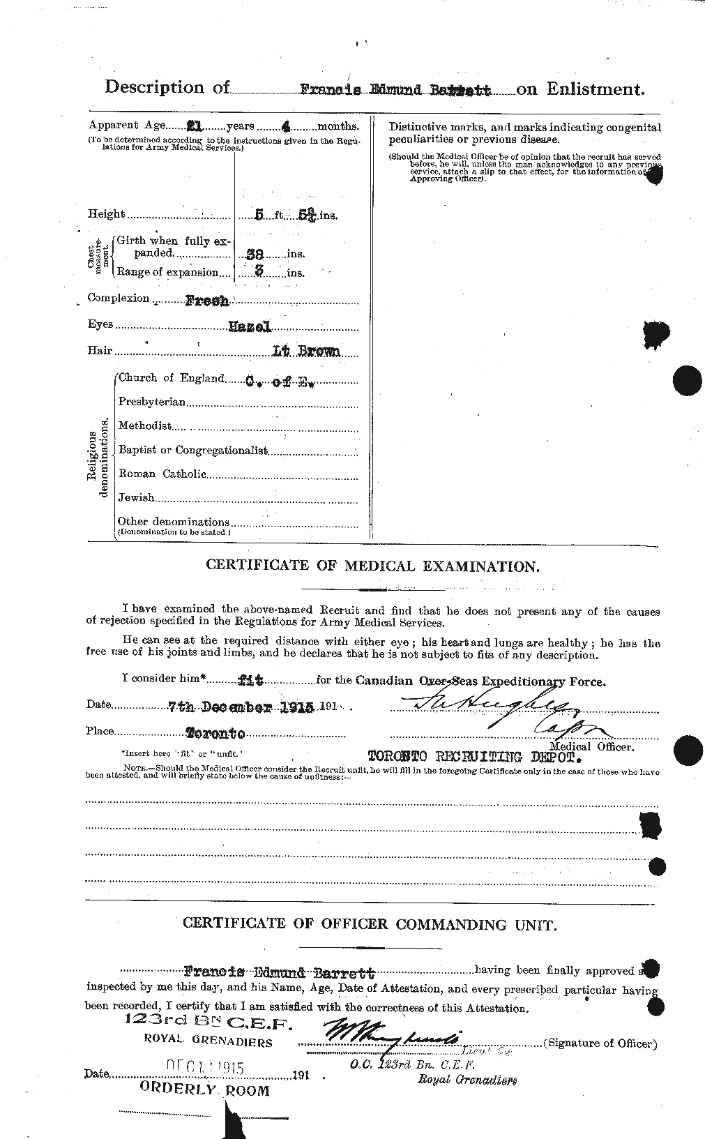 Personnel Records of the First World War - CEF 220337b