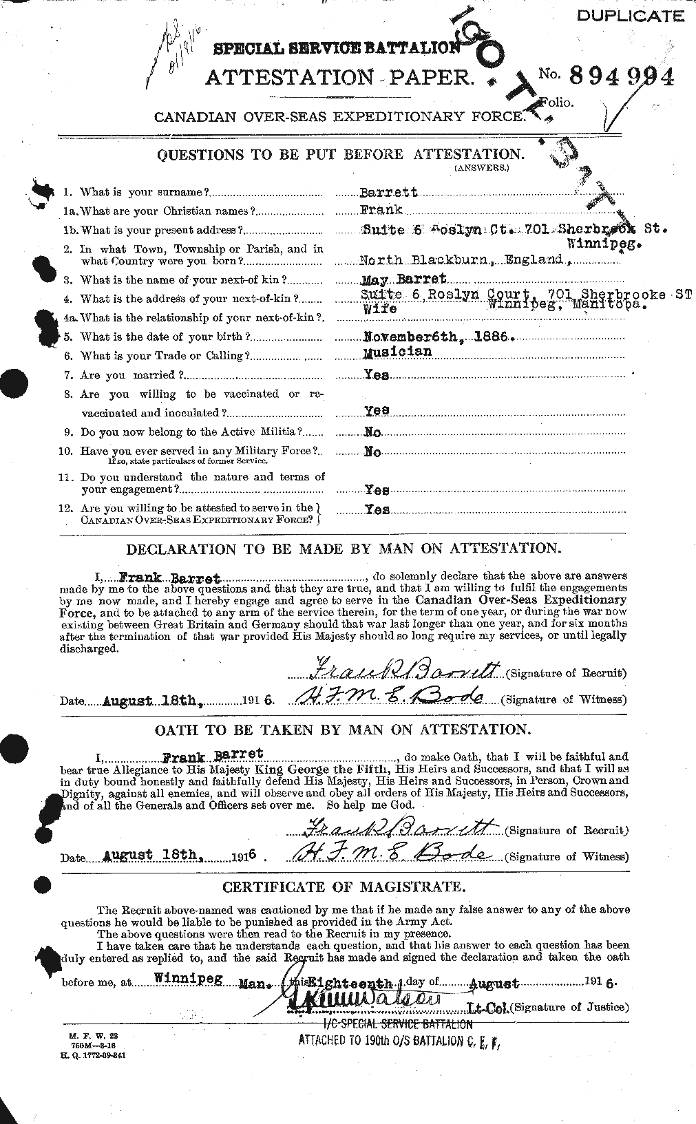 Personnel Records of the First World War - CEF 220341a