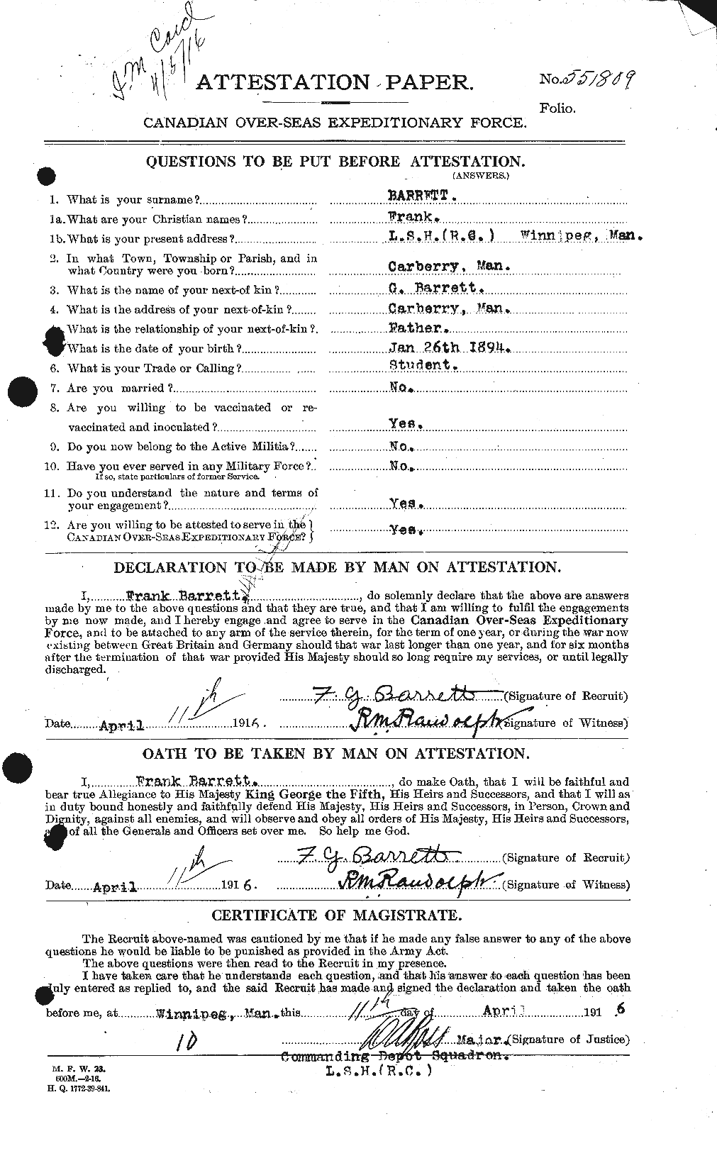 Personnel Records of the First World War - CEF 220342a