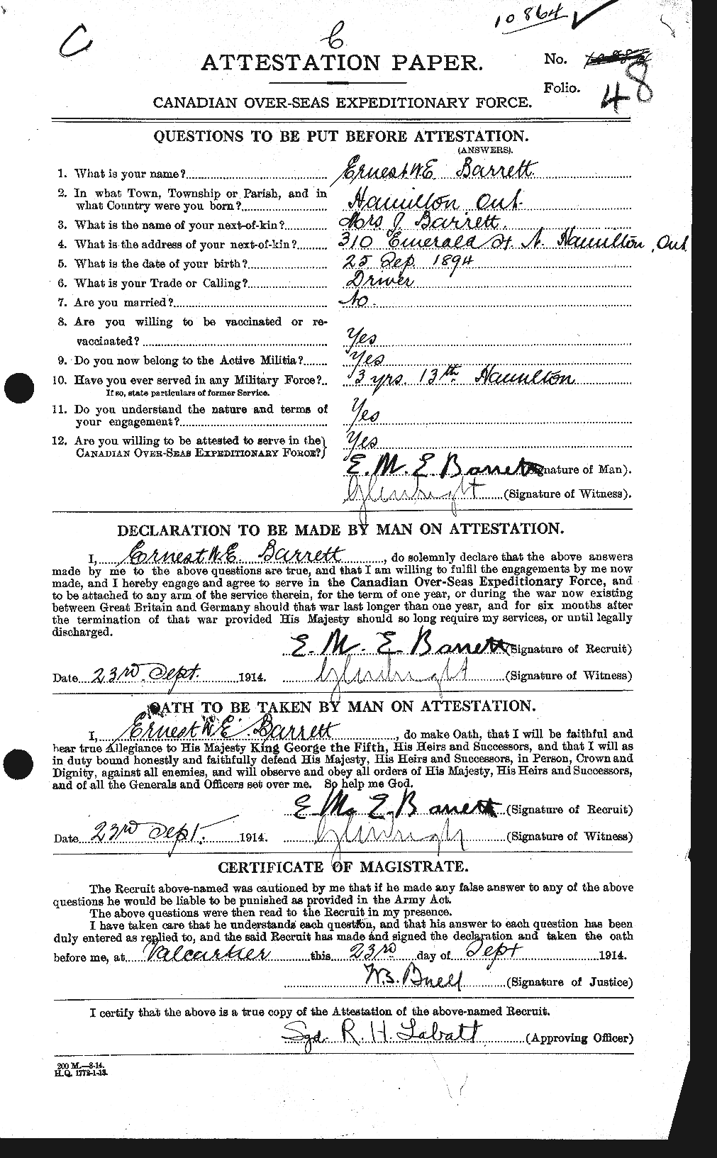 Personnel Records of the First World War - CEF 220345a