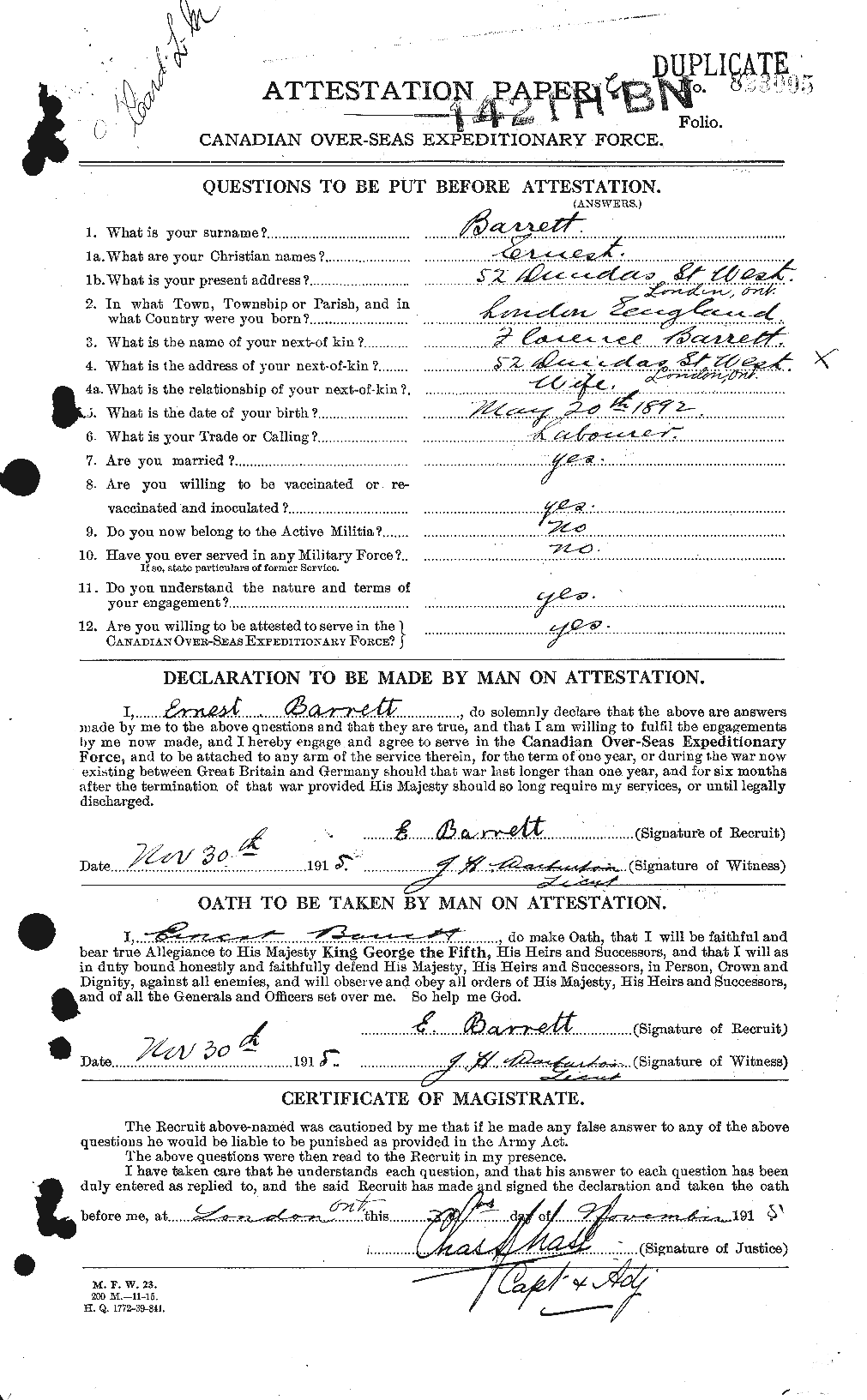 Personnel Records of the First World War - CEF 220350a