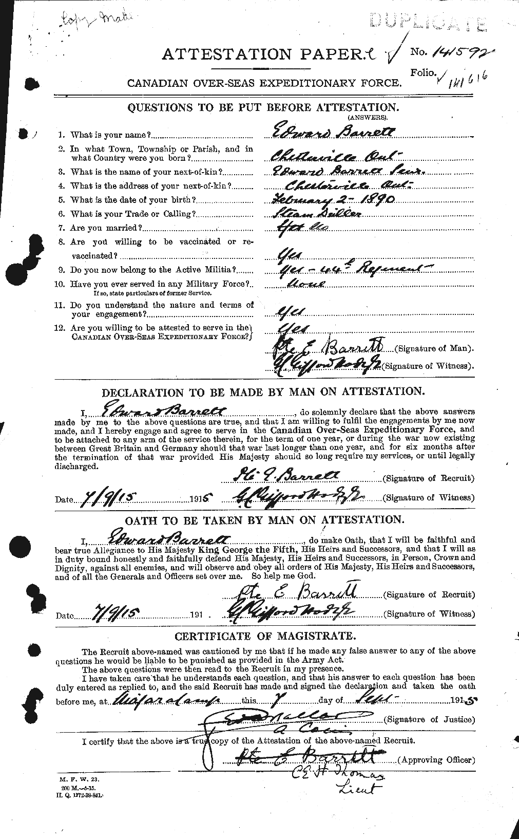 Personnel Records of the First World War - CEF 220359a