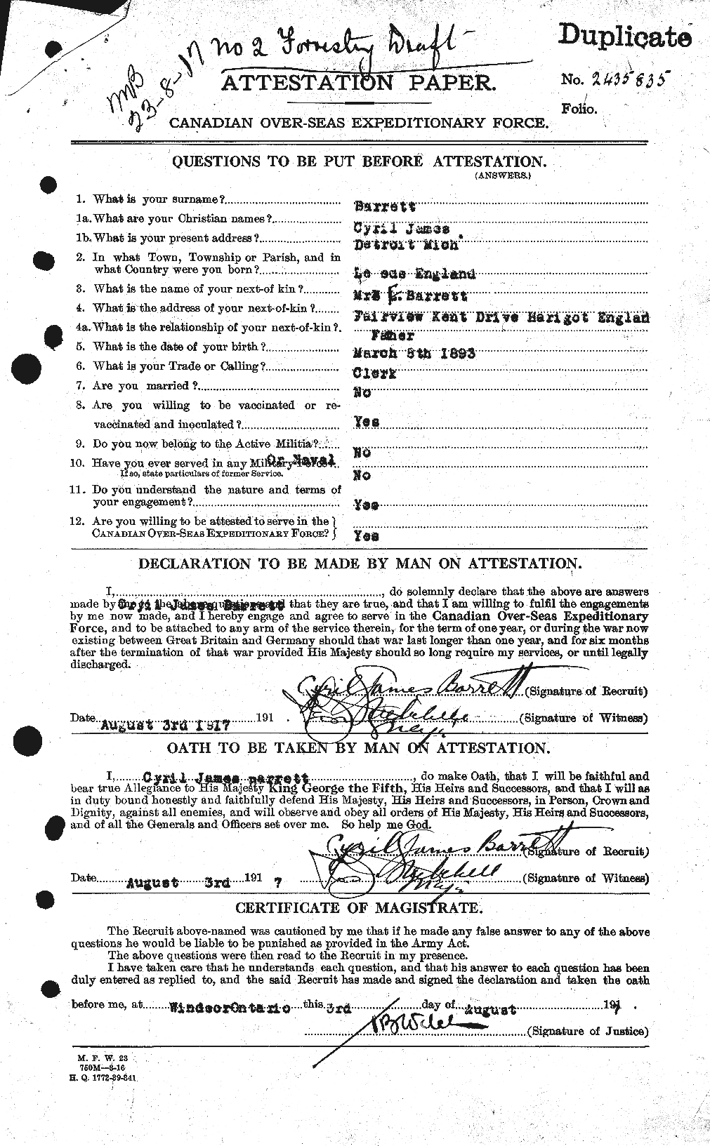 Personnel Records of the First World War - CEF 220366a