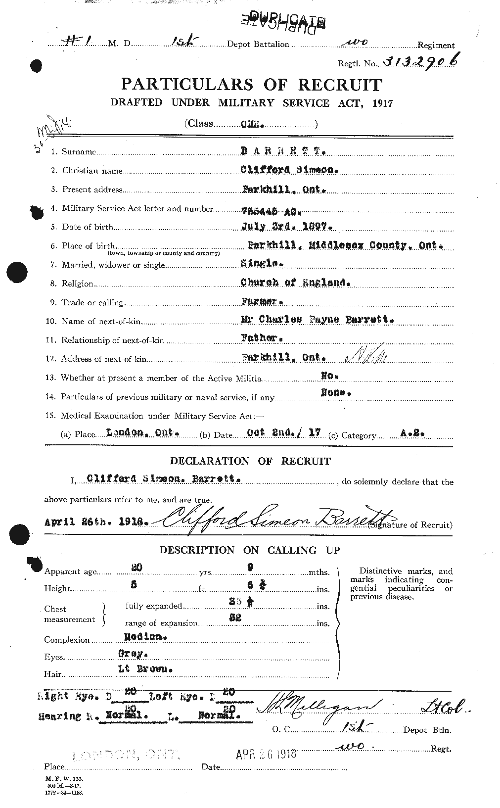 Personnel Records of the First World War - CEF 220367a