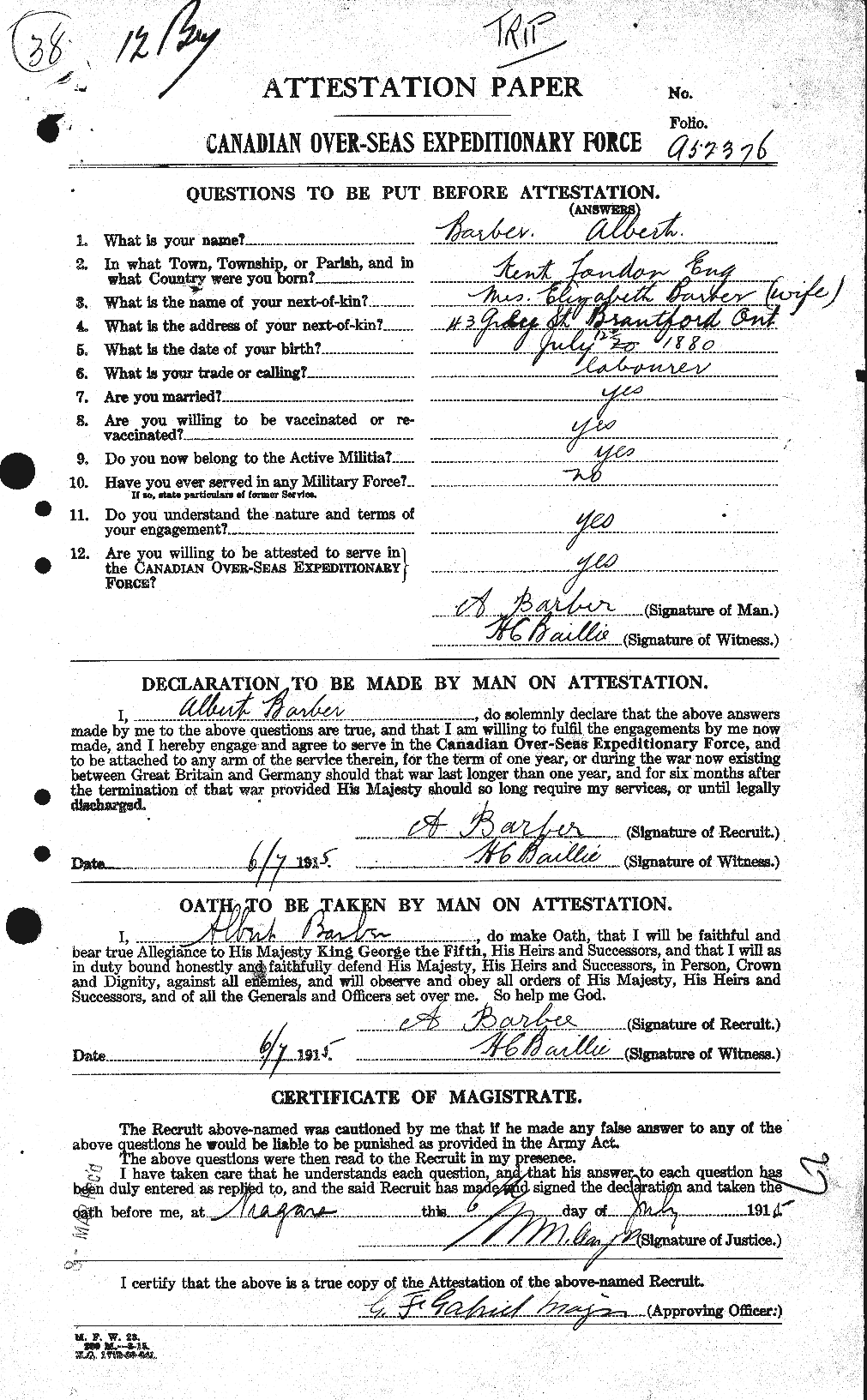 Personnel Records of the First World War - CEF 220401a