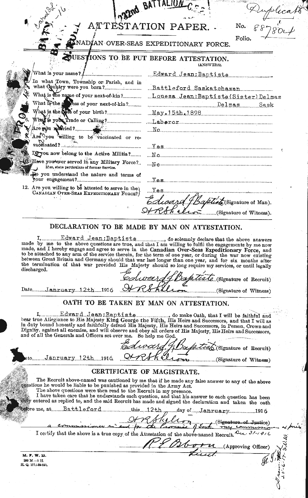 Personnel Records of the First World War - CEF 220537a