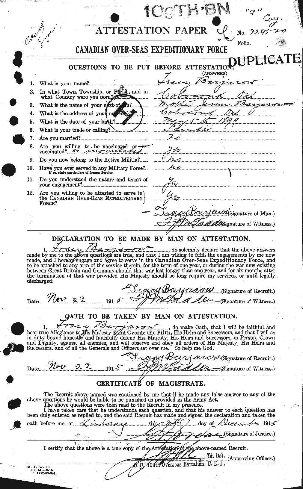 Personnel Records of the First World War - CEF 220621a