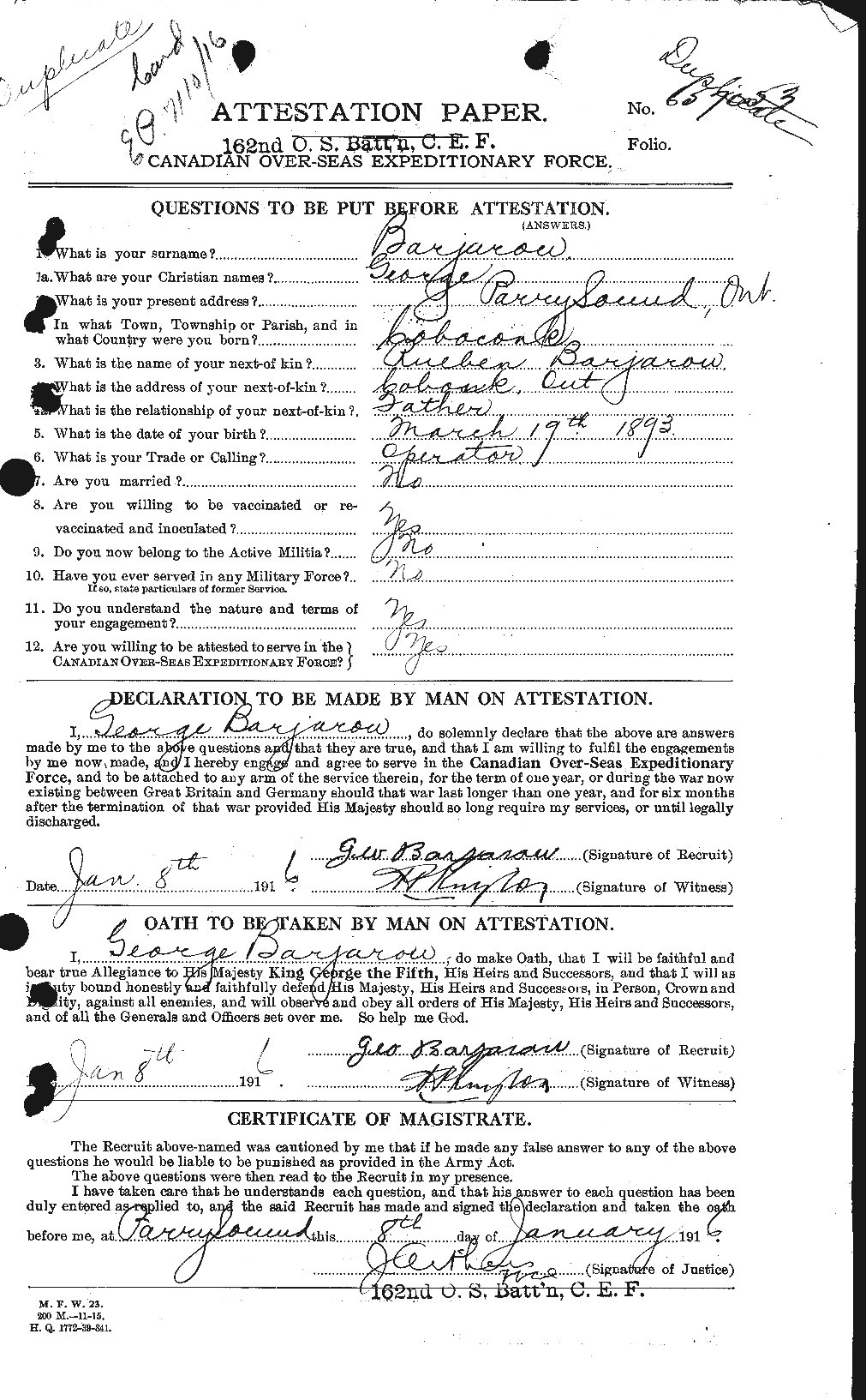 Personnel Records of the First World War - CEF 220623a