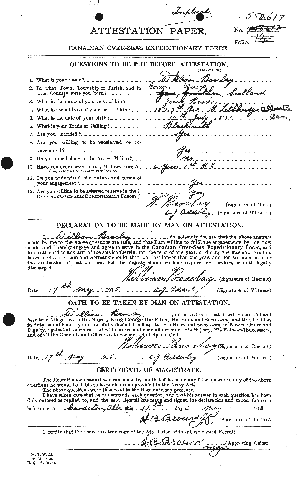 Personnel Records of the First World War - CEF 220853a