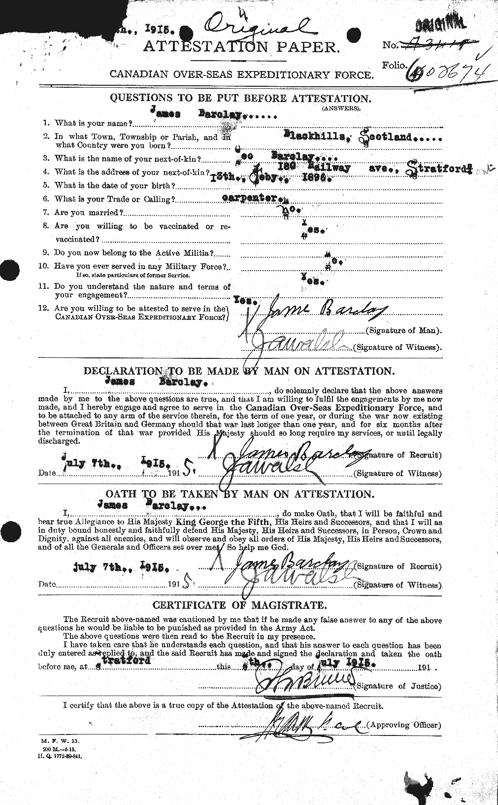 Personnel Records of the First World War - CEF 220907a