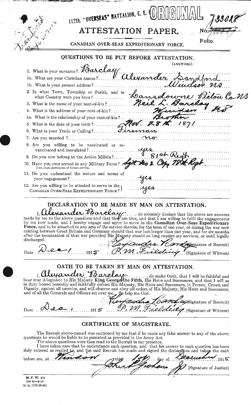 Personnel Records of the First World War - CEF 220963a