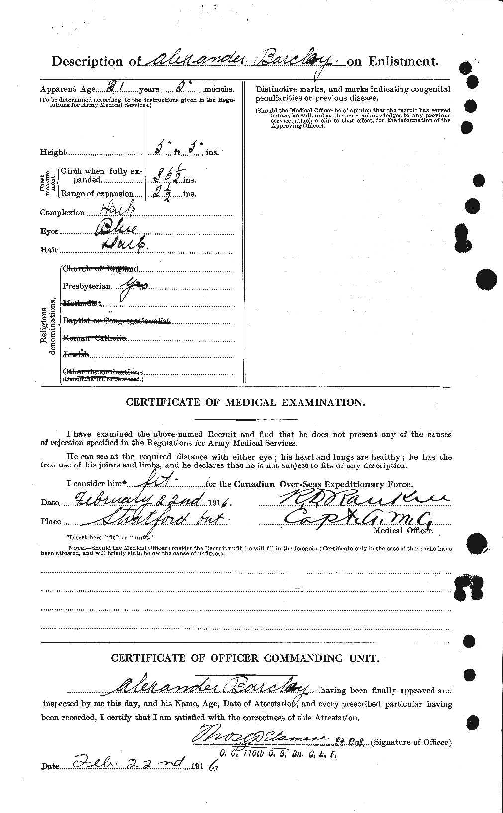 Personnel Records of the First World War - CEF 220968b