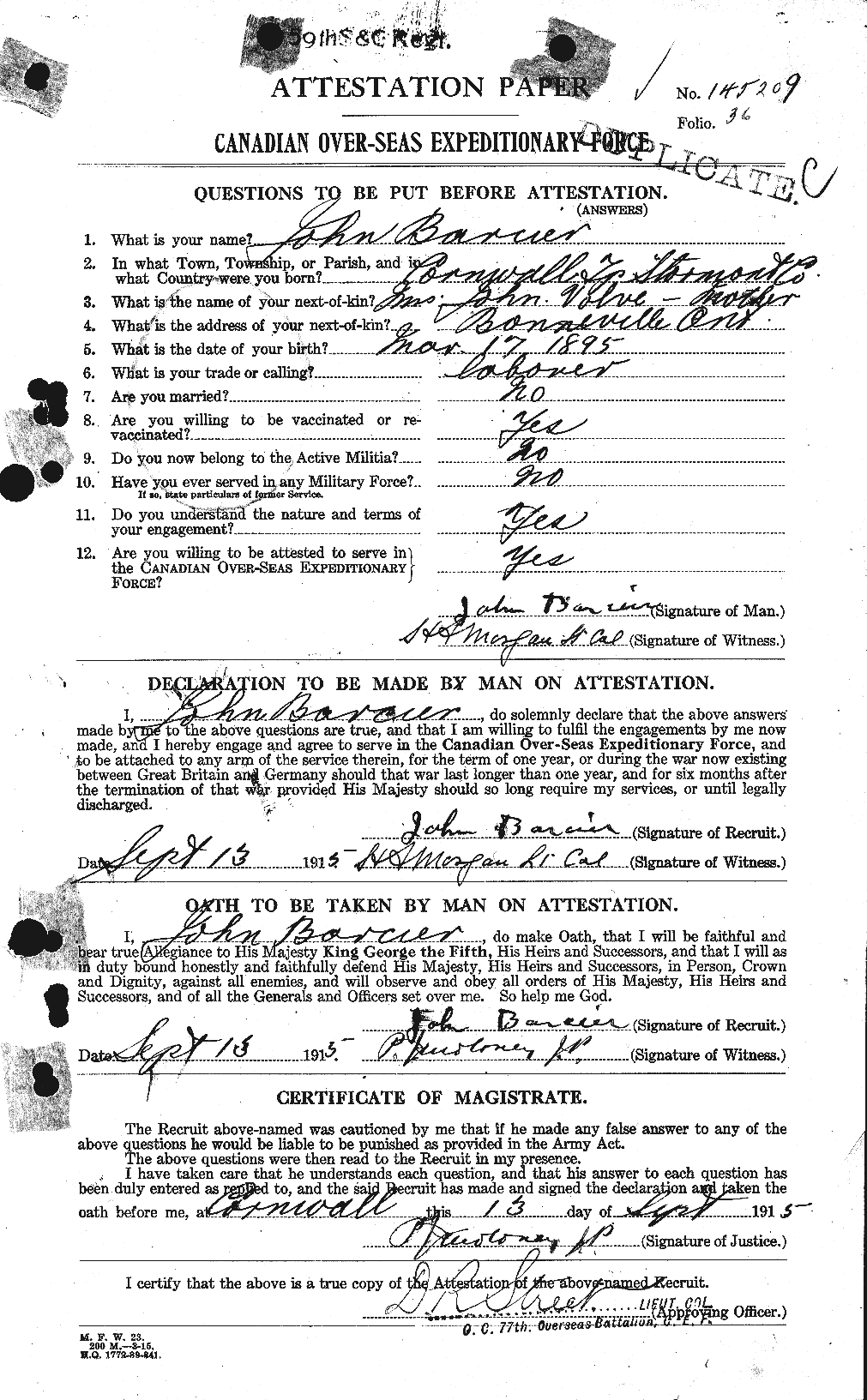 Personnel Records of the First World War - CEF 220975a