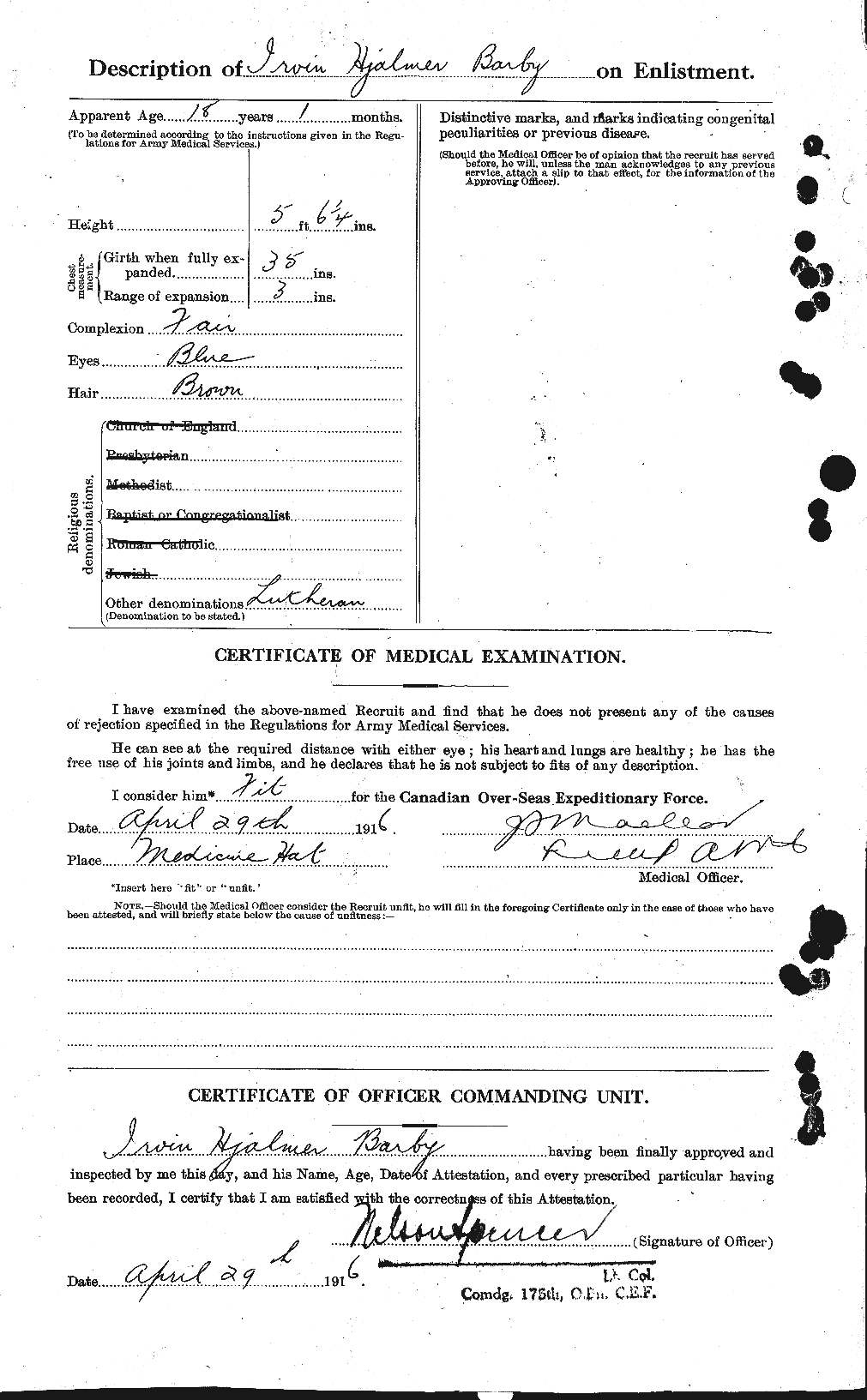 Personnel Records of the First World War - CEF 220989b
