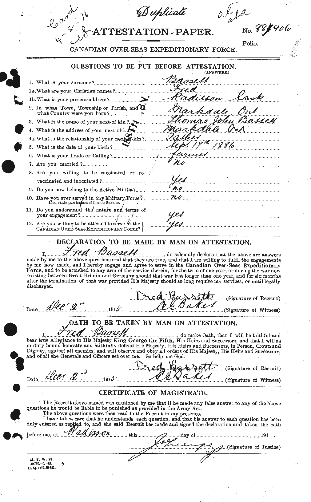 Personnel Records of the First World War - CEF 221070a