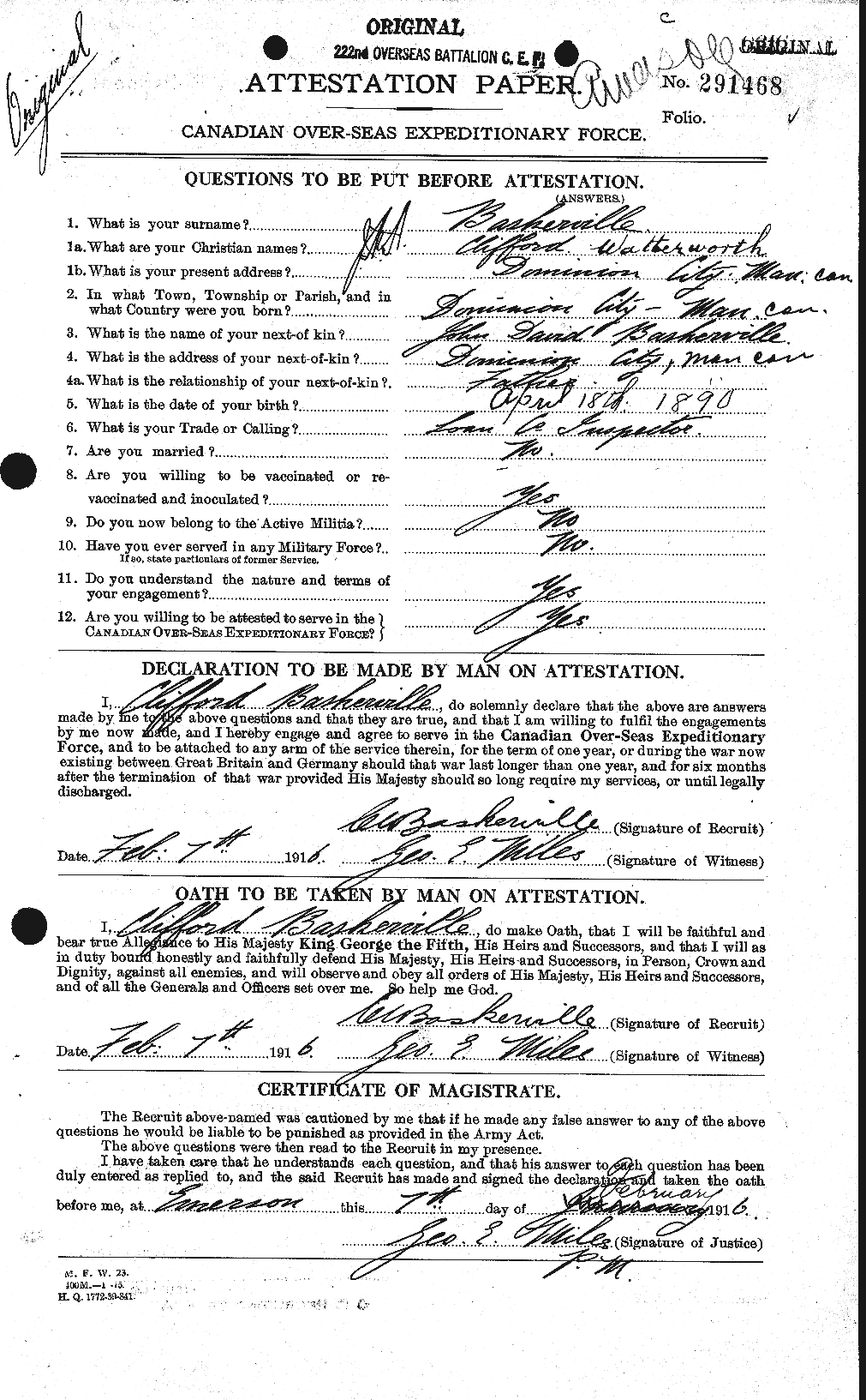 Personnel Records of the First World War - CEF 221191a