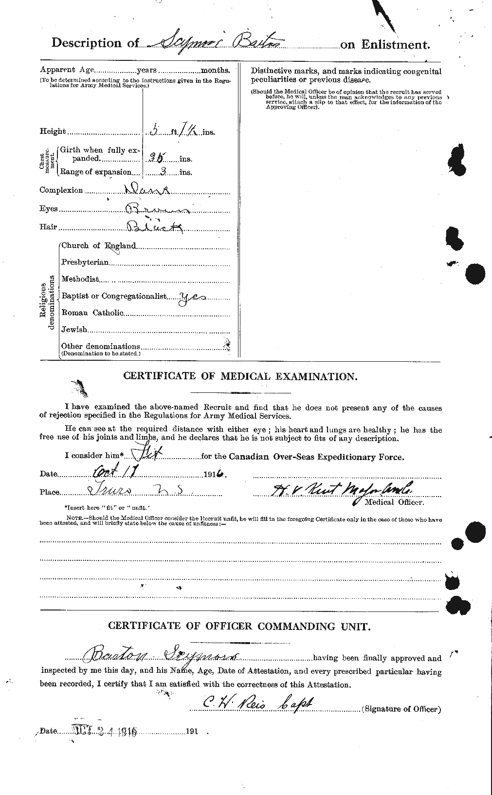 Dossiers du Personnel de la Première Guerre mondiale - CEC 221336b