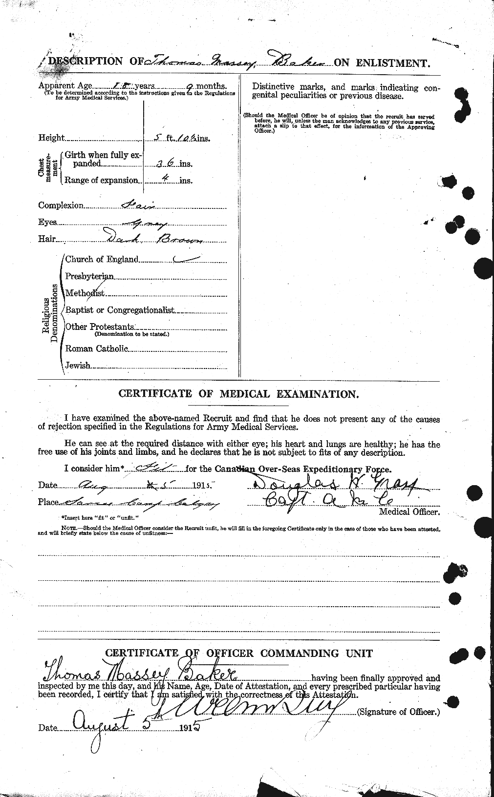Dossiers du Personnel de la Première Guerre mondiale - CEC 221445b