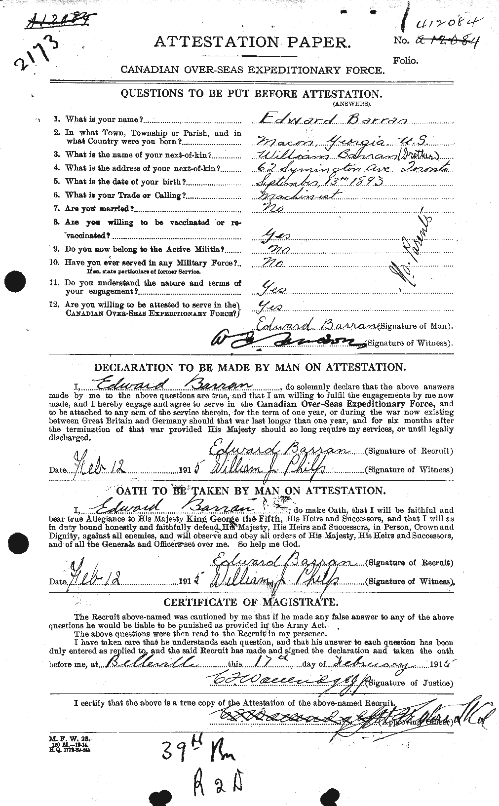 Personnel Records of the First World War - CEF 221587a