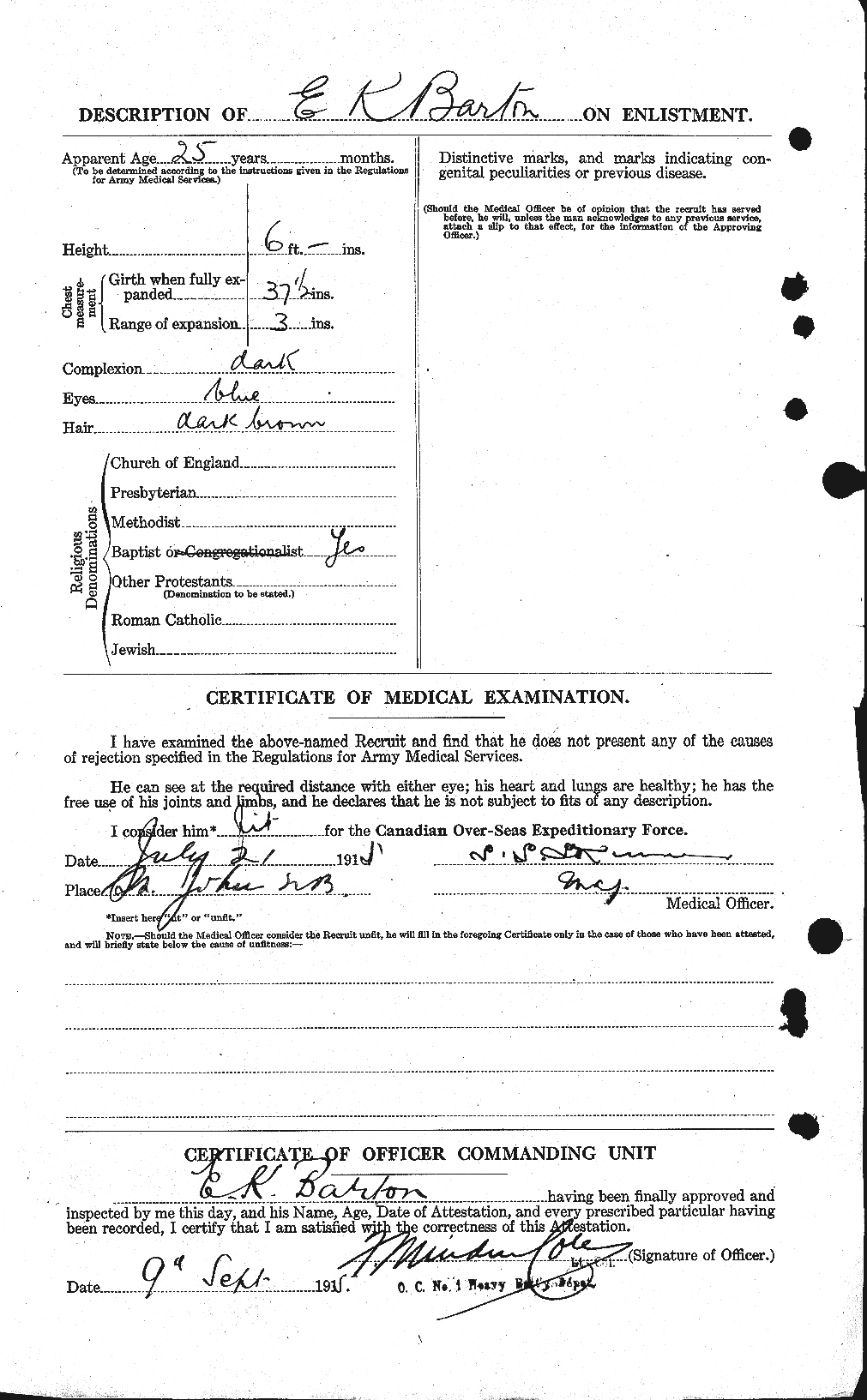 Dossiers du Personnel de la Première Guerre mondiale - CEC 221680b