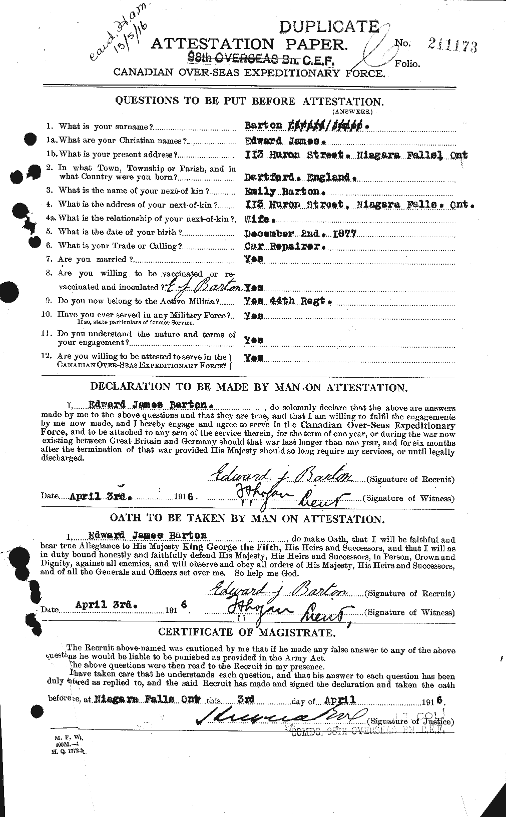 Personnel Records of the First World War - CEF 221681a
