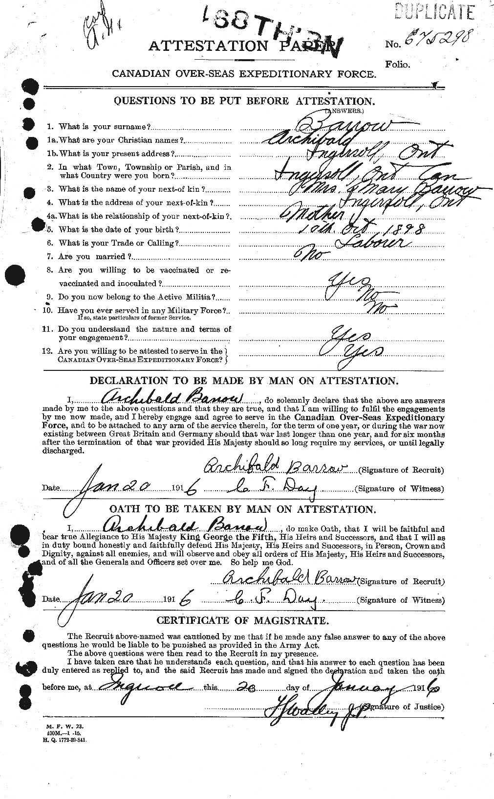 Personnel Records of the First World War - CEF 221789a