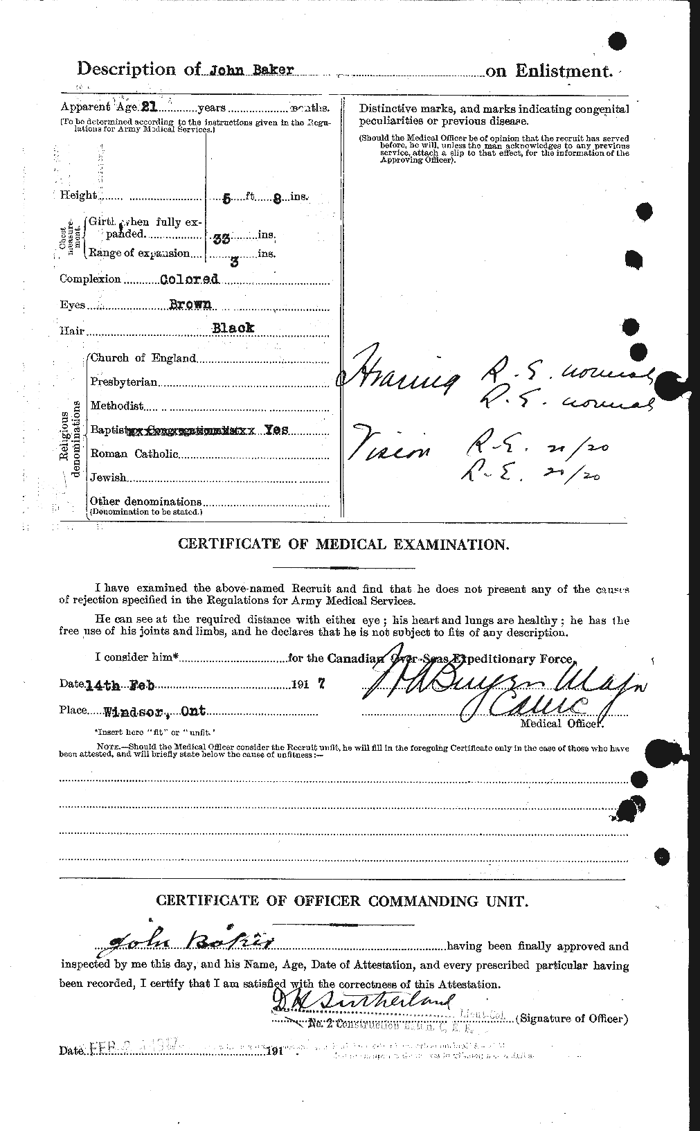 Dossiers du Personnel de la Première Guerre mondiale - CEC 221890b