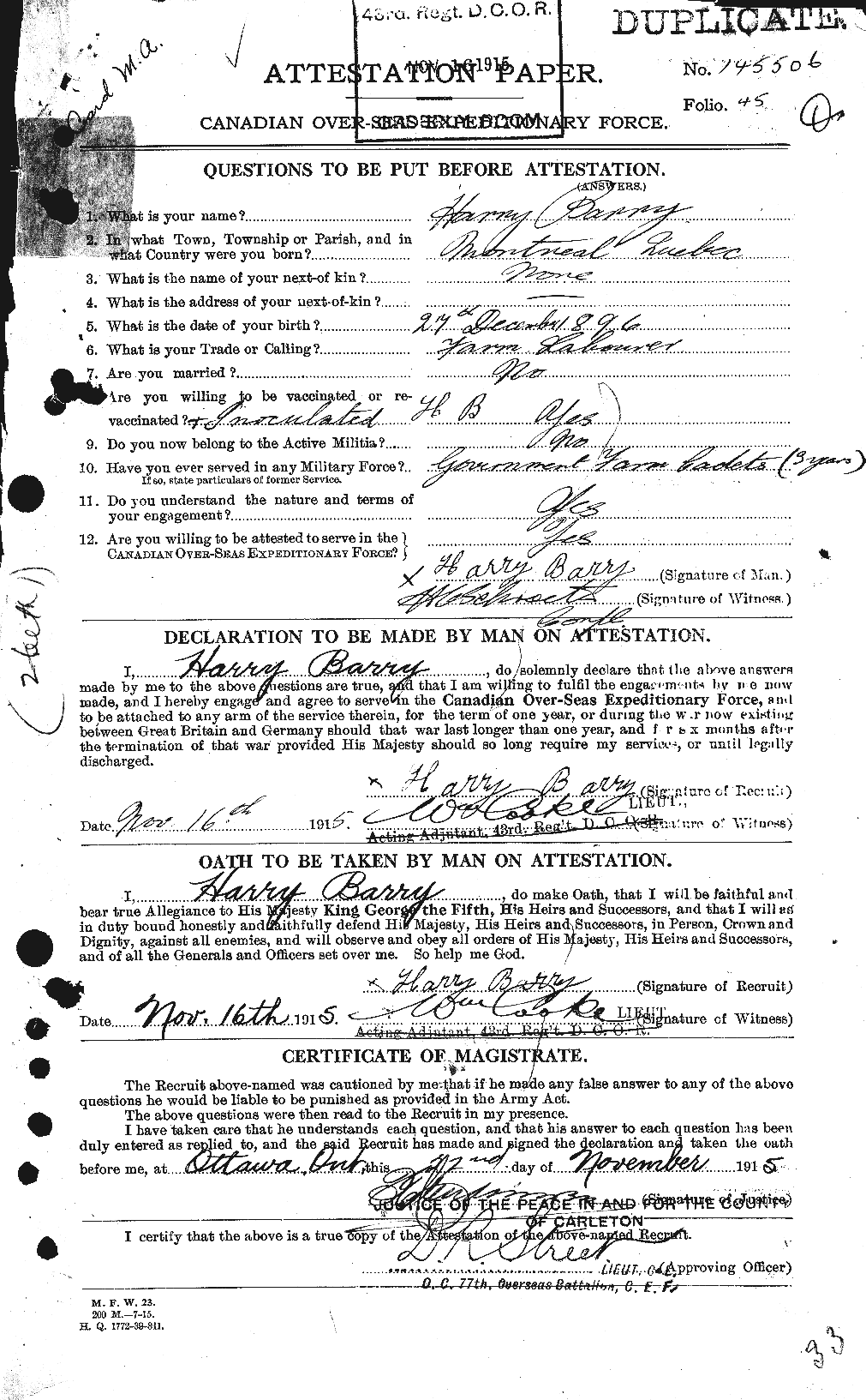 Personnel Records of the First World War - CEF 222162a