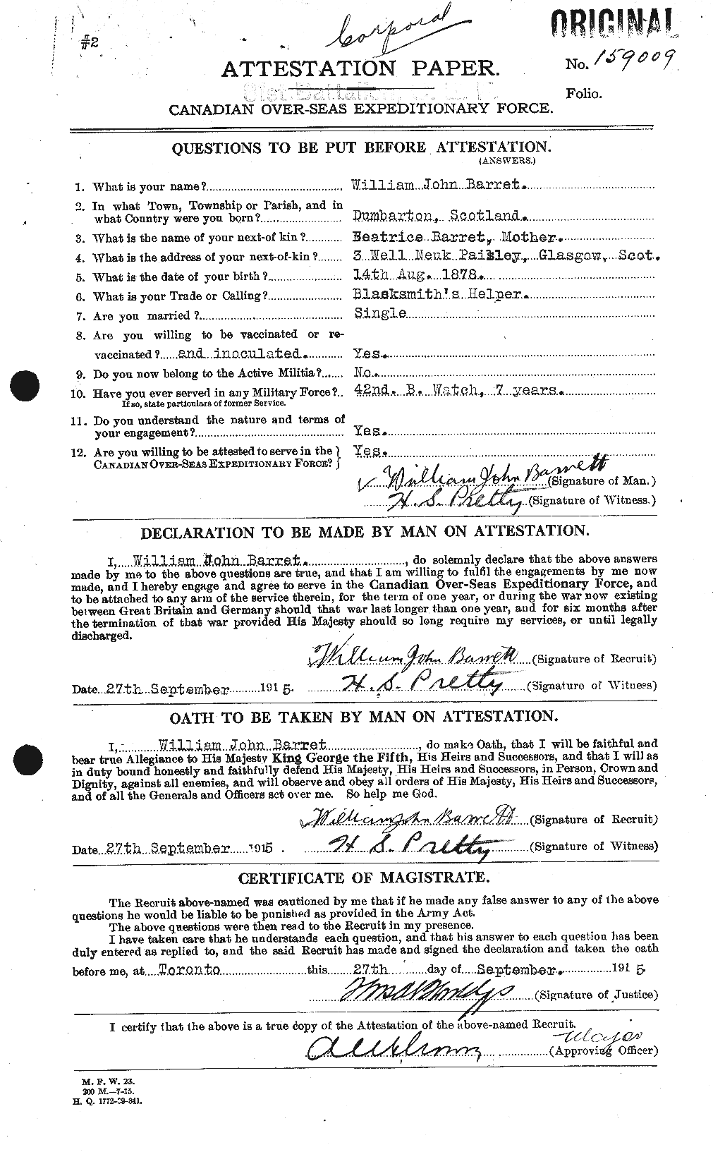 Personnel Records of the First World War - CEF 222211a