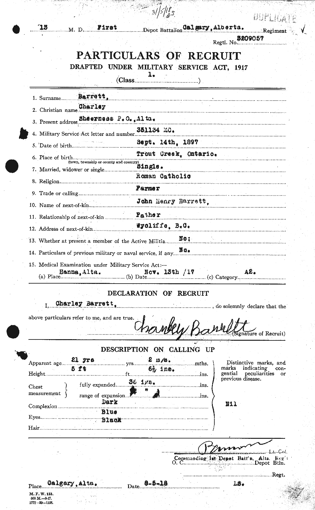 Personnel Records of the First World War - CEF 222220a