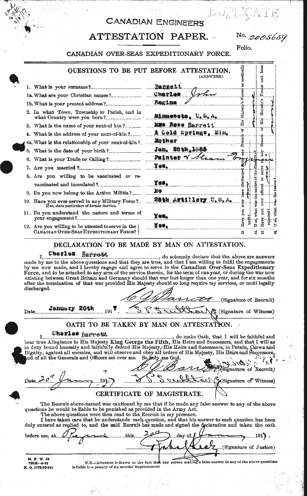 Personnel Records of the First World War - CEF 222225a
