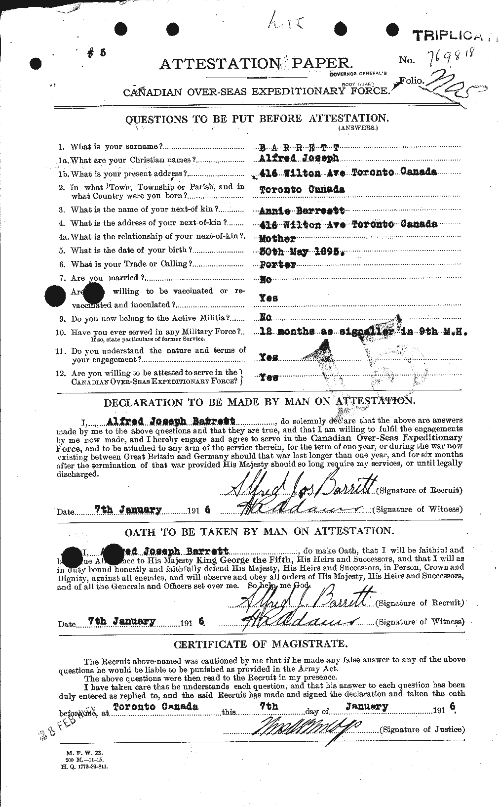 Personnel Records of the First World War - CEF 222257a