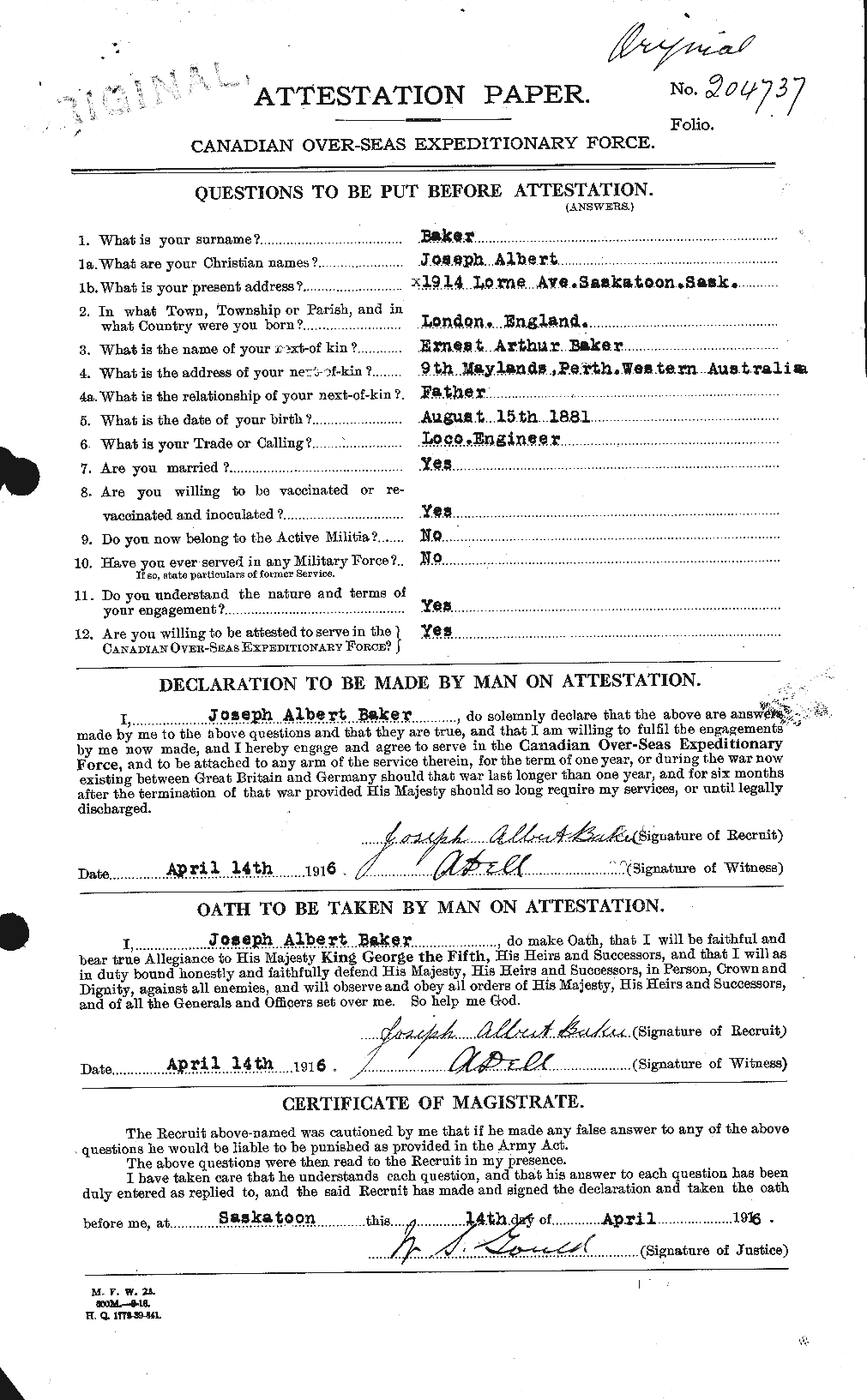 Personnel Records of the First World War - CEF 222360a