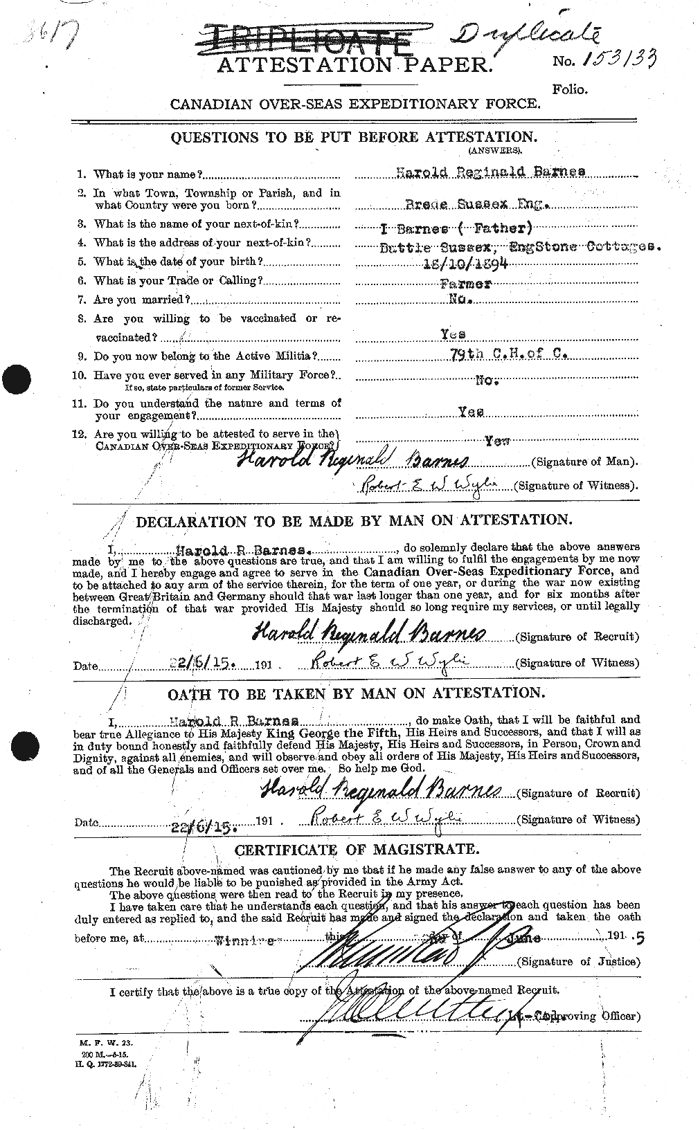 Personnel Records of the First World War - CEF 222489a
