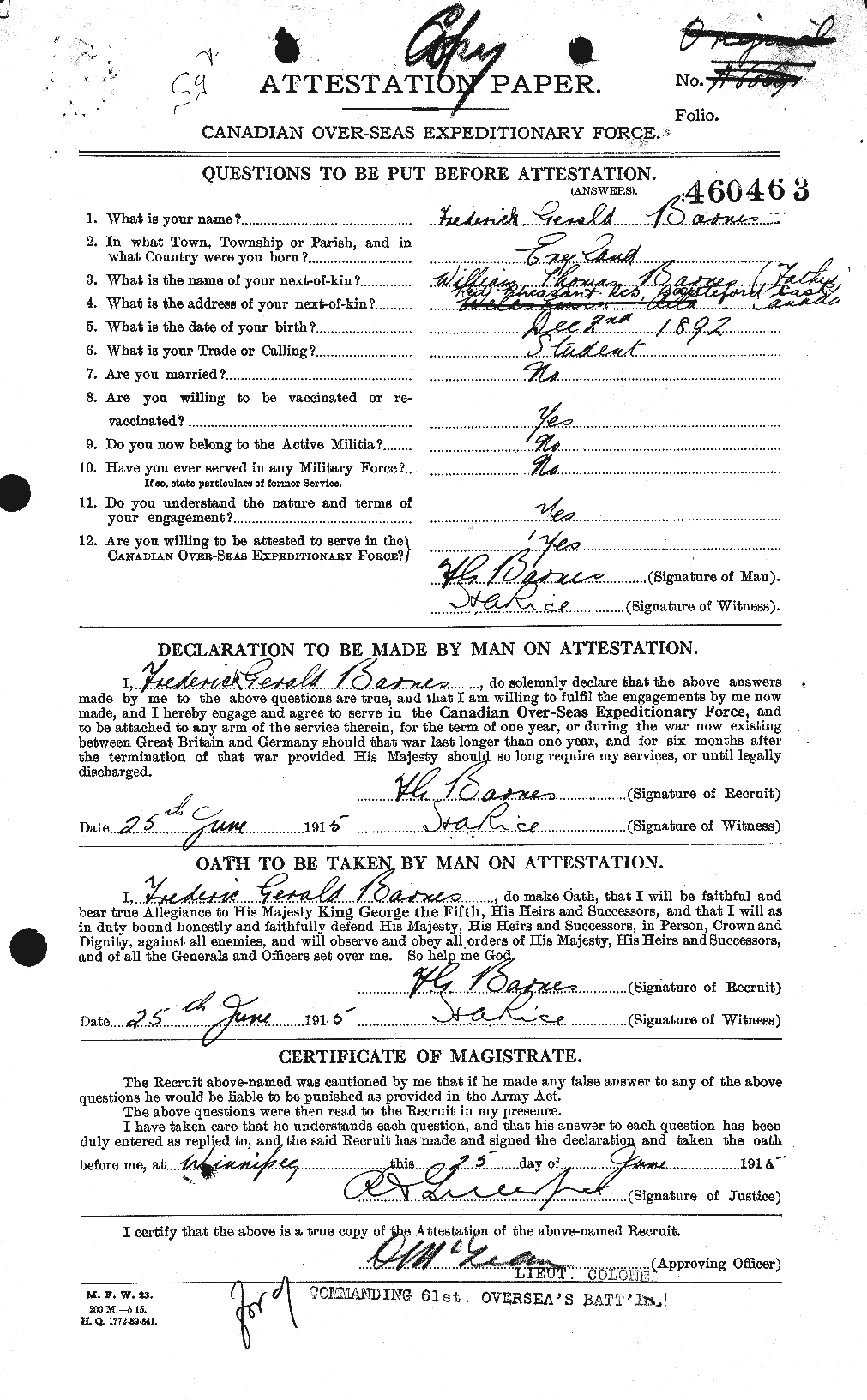 Personnel Records of the First World War - CEF 222532a