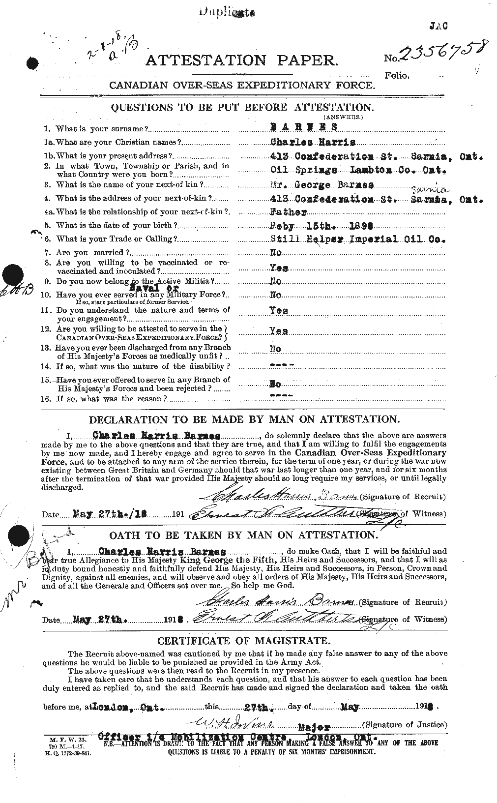 Personnel Records of the First World War - CEF 222621a