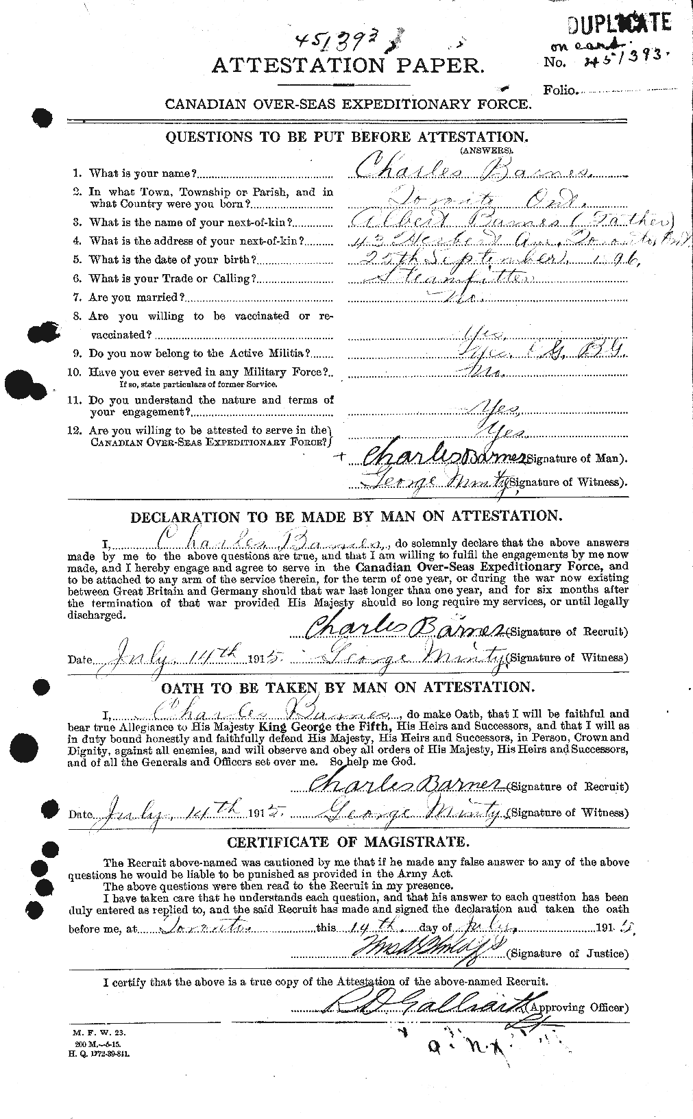 Personnel Records of the First World War - CEF 222630a