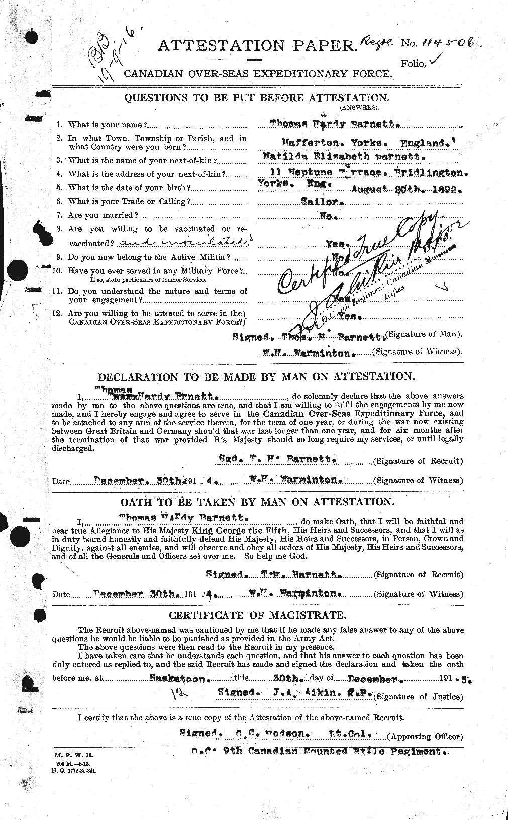 Personnel Records of the First World War - CEF 222880a