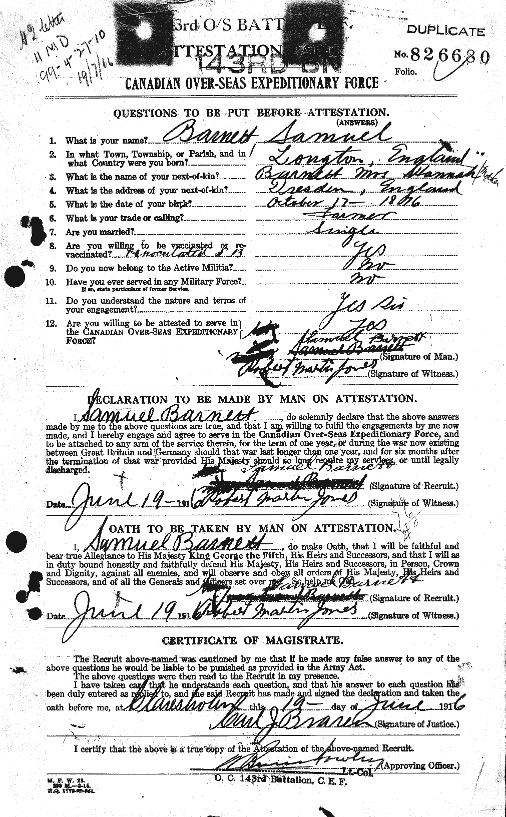 Personnel Records of the First World War - CEF 222892a