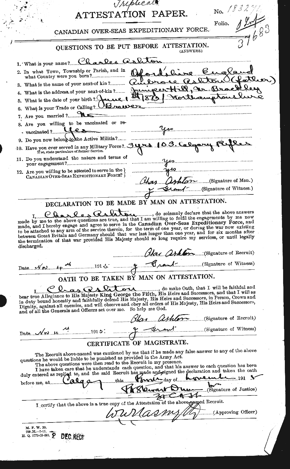 Personnel Records of the First World War - CEF 223091a