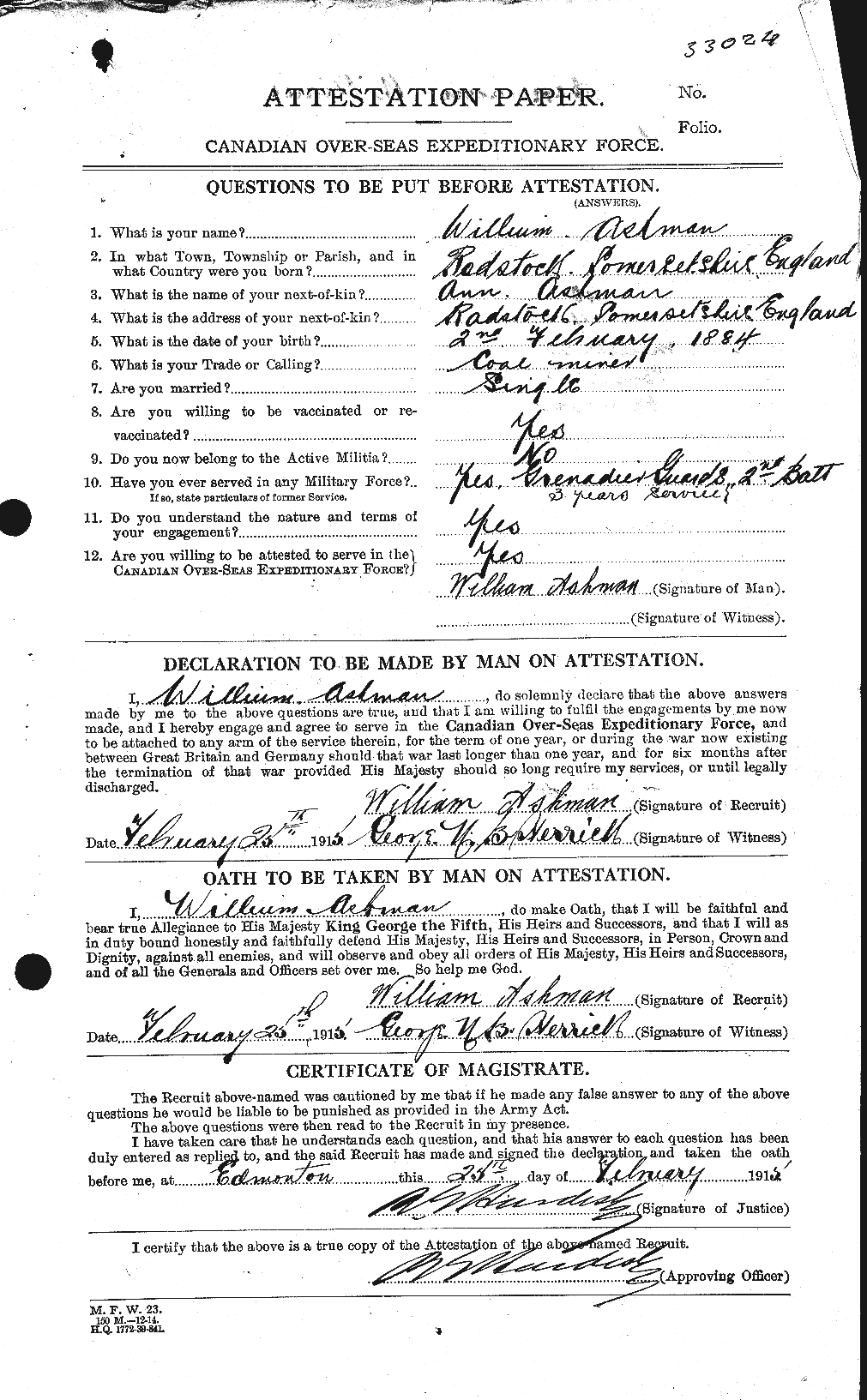 Personnel Records of the First World War - CEF 223135a